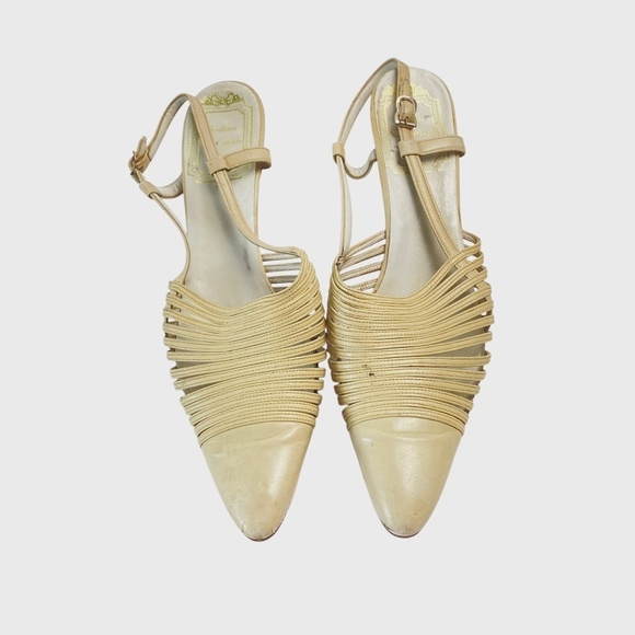 CHRISTIAN DIOR Vintage Soluliers 70’s Scarpins Leather in Beige Size 6 - Picture 1 of 13